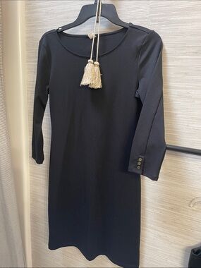 Old Navy Black Midi Dress with Three-Quarter Sleeves